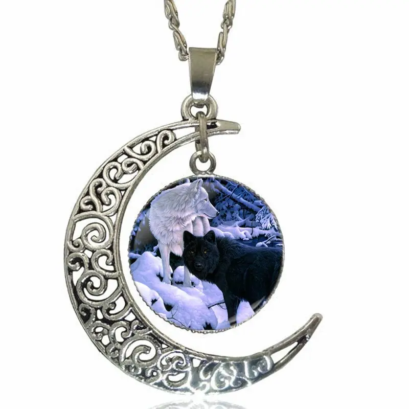 Для Женщин Модные Ювелирные изделия винтажное стеклянное ожерелье с полумесяцем