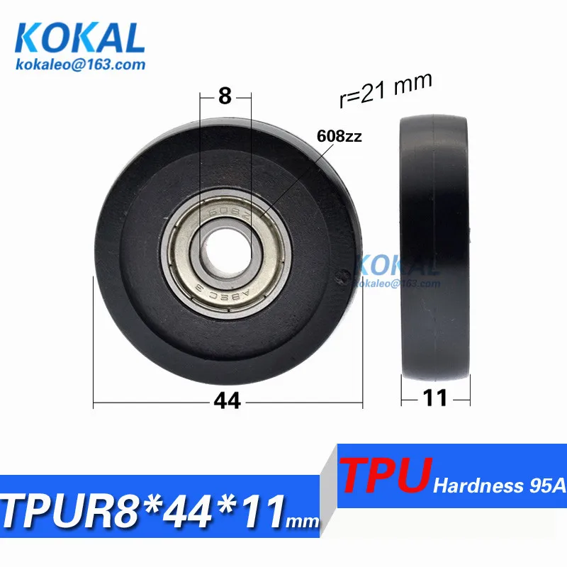 [TPU R0844-11] 10 шт. низкий уровень шума 608zz 608 с покрытием из ТПУ резиновый торговый автомат направляющий подшипник ролик колеса