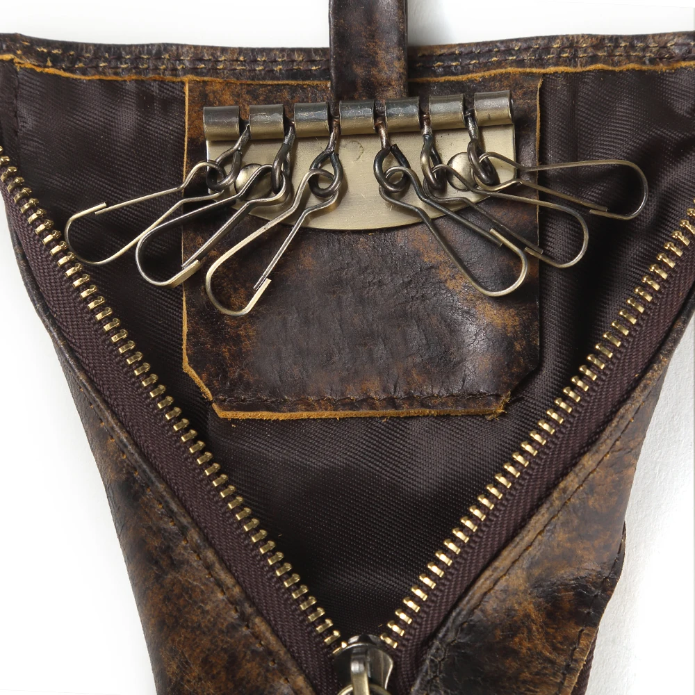 7 колец винтажный кошелек для ключей из натуральной кожи женский брелок чехлы на