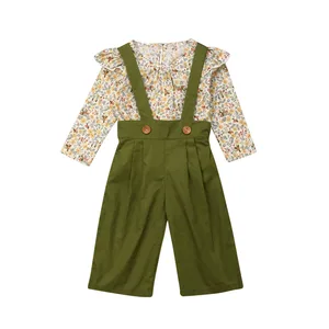 Комбинезон для девочек, зимний топ с цветочным принтом + штаны, 2 шт.