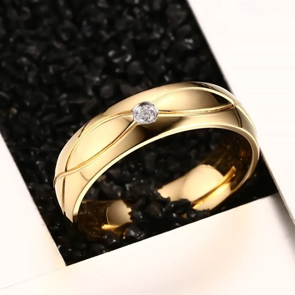 Обручальное кольцо золотистого цвета из нержавеющей стали кольца для пар с