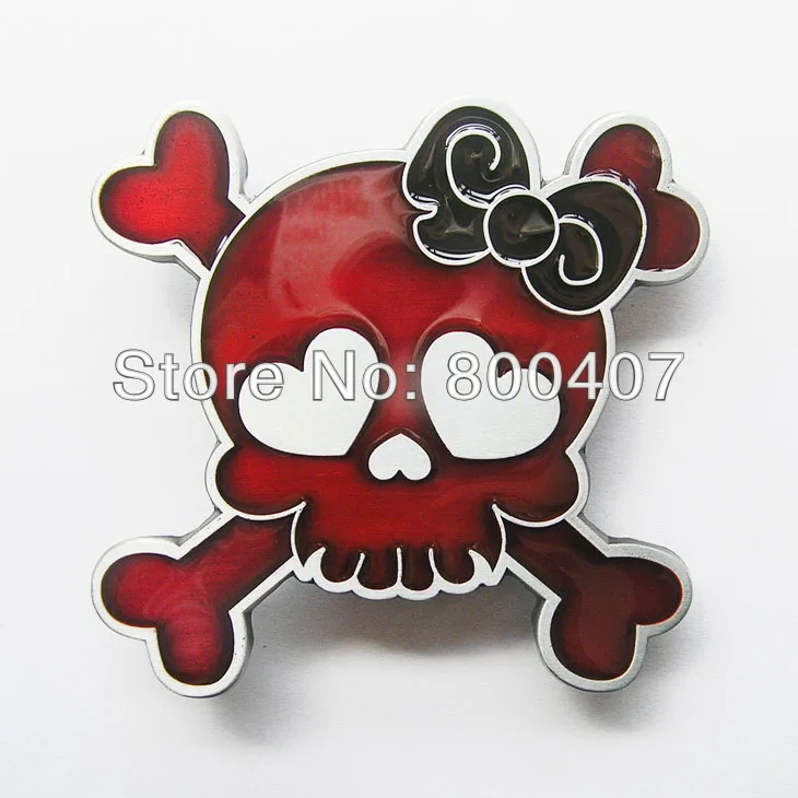 

Retail Distribute Punk Rock Emo Tattoo Skull Girl Belt Buckle BUCKLE-SK047 Free Shipping