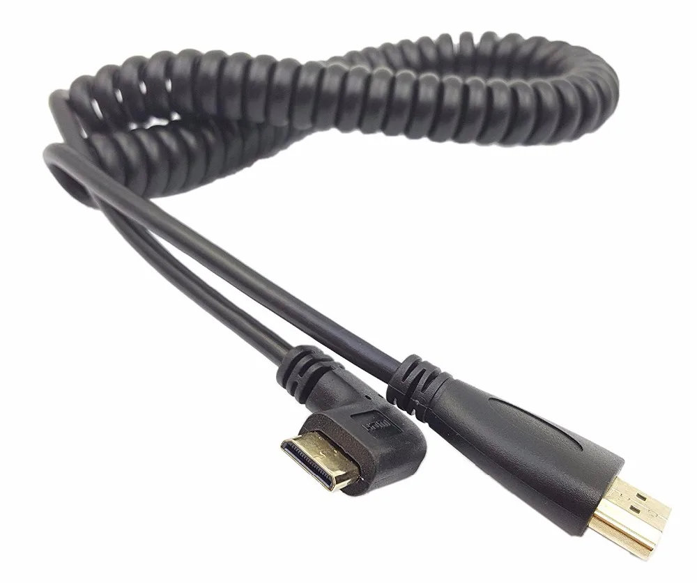 Угол 90 градусов мини HDMI к правый угловой папа Мужской позолоченный конвертер