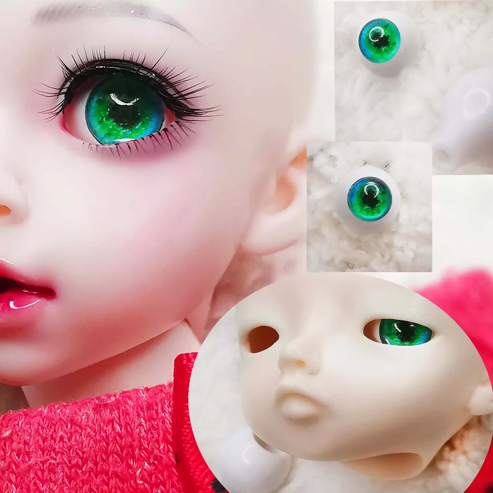 Пластиковые глаза BJD ручной работы с зеленым блеском пластиковые 3d очки для 1/3 1/4