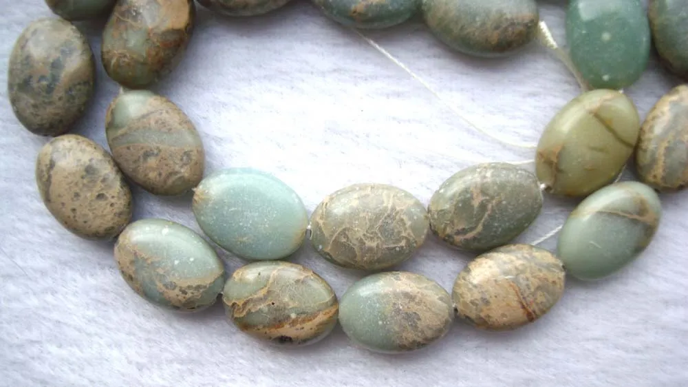 Плоские Овальные бусины из лизардита и яшмы свободные для самостоятельного изготовления ювелирных изделий