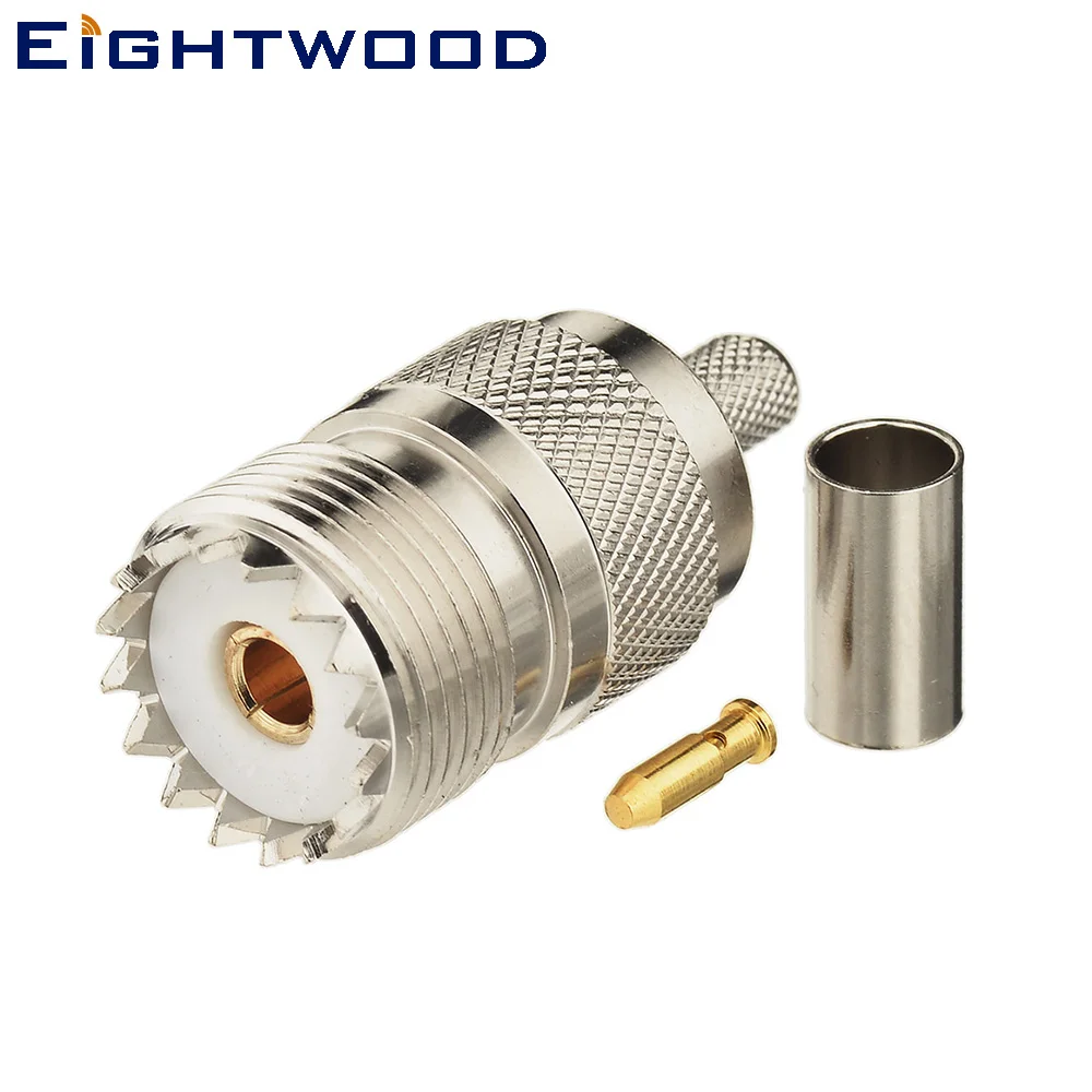 

Eightwood CB Radio UHF Jack Female RF Coaxial Connector Straight Crimp LMR-195 RG58 Cable for Antenna Military System Adapter