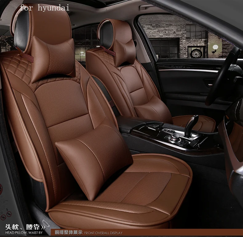 waterproof pu leather car seat cover for hyundai i30 ix35 creta solaris tucson 2016 accent front rear full universal | Автомобили и