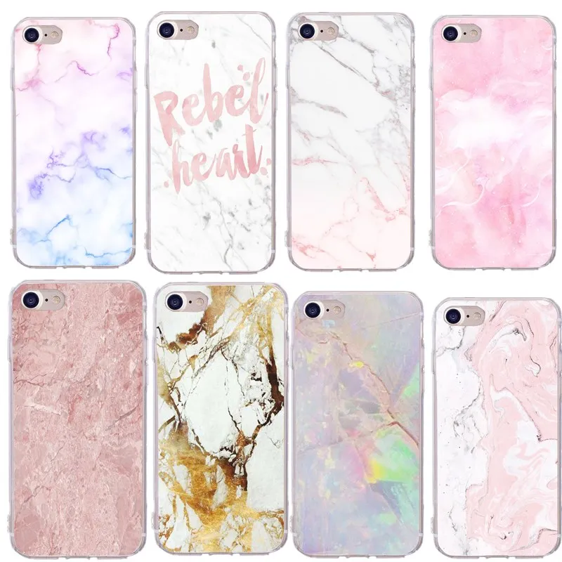 Marble Stone Painted Phone Case For iPhone 6 6S 7 8 X Soft Transparent TPU Cover iphone Plus 5 5S SE Cases |