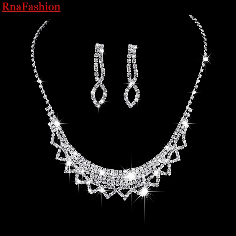 RNAFASHION Pendant Necklace Stud Earring Wedding Bridal Jewelry Sets Austria Crystal Silver Plated For Women 2017 Gifts | Украшения и