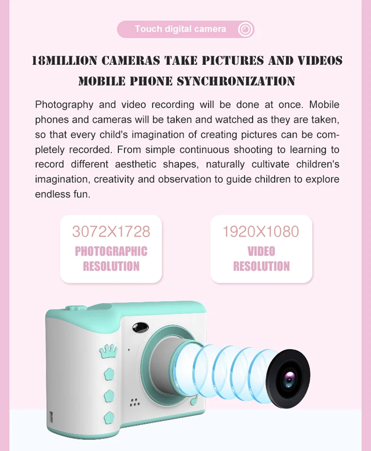 KOMERY Children’s Digital Camera Kid’s Camcorder Cute Camera 2.4 Inch Screen Up To 2300 Photos 2.5h Video Best Gift For Children