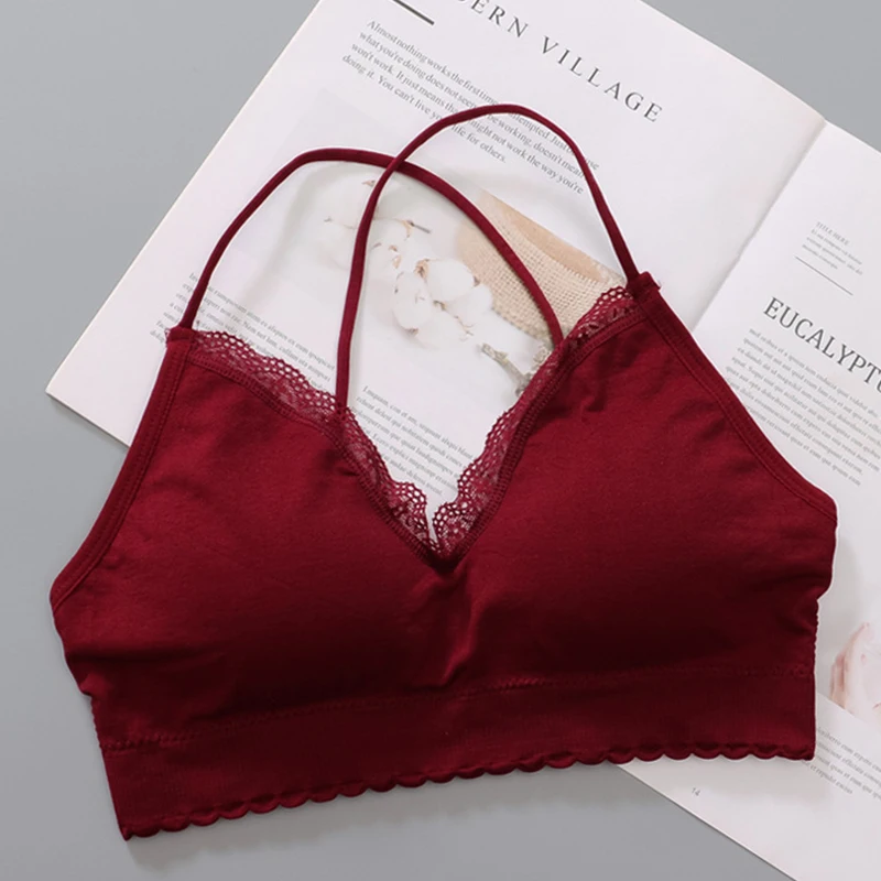 Сексуальные кружева Bralette женский Беспроводной бюстгальтер сплошной Для женщин