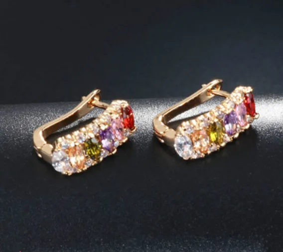 Fashion Europe and America luxury creative toothed colorful zircon earrings temperament elegant ladies | Украшения и аксессуары