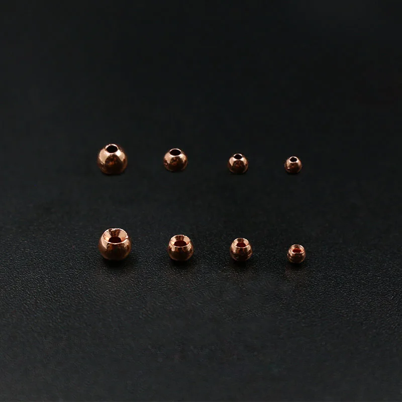 plated copper 40 шт./компл. 4 размера ассорти Вольфрам потайной круглые бусины 2/2. 4/2,8/3,3 мм тяжелый МУШЕК БУСИНЫ серьги nymph с головкой мушек материал - Цвет: plated copper