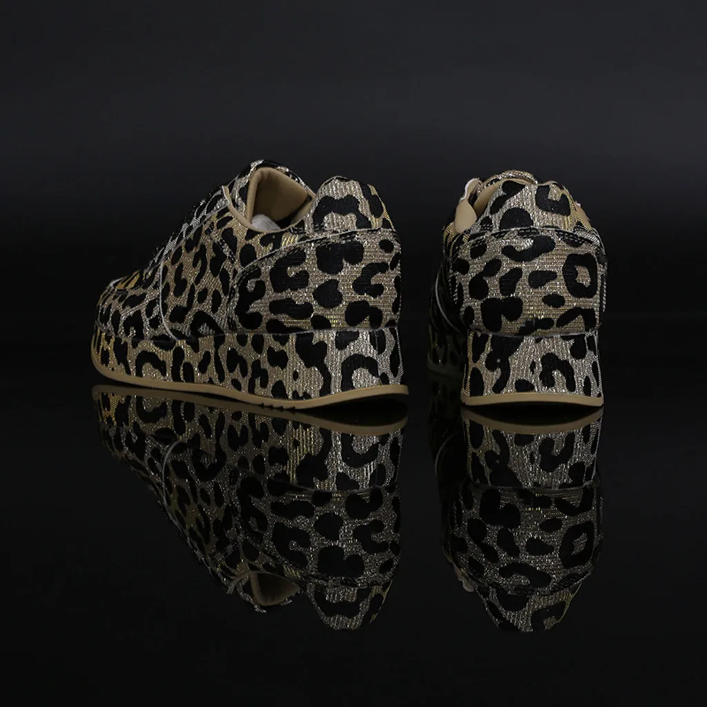 Кроссовки женские с леопардовым принтом Нескользящие увеличивающие рост на