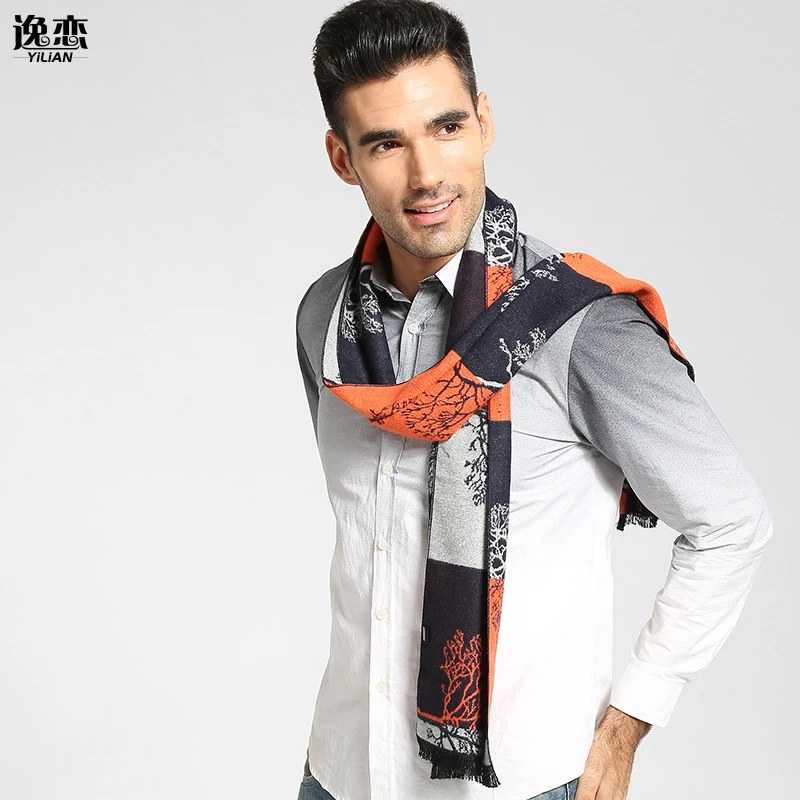 YILIAN Фирменная Новинка 3 цвета Модный шарф из хлопка зима негабаритных мужские