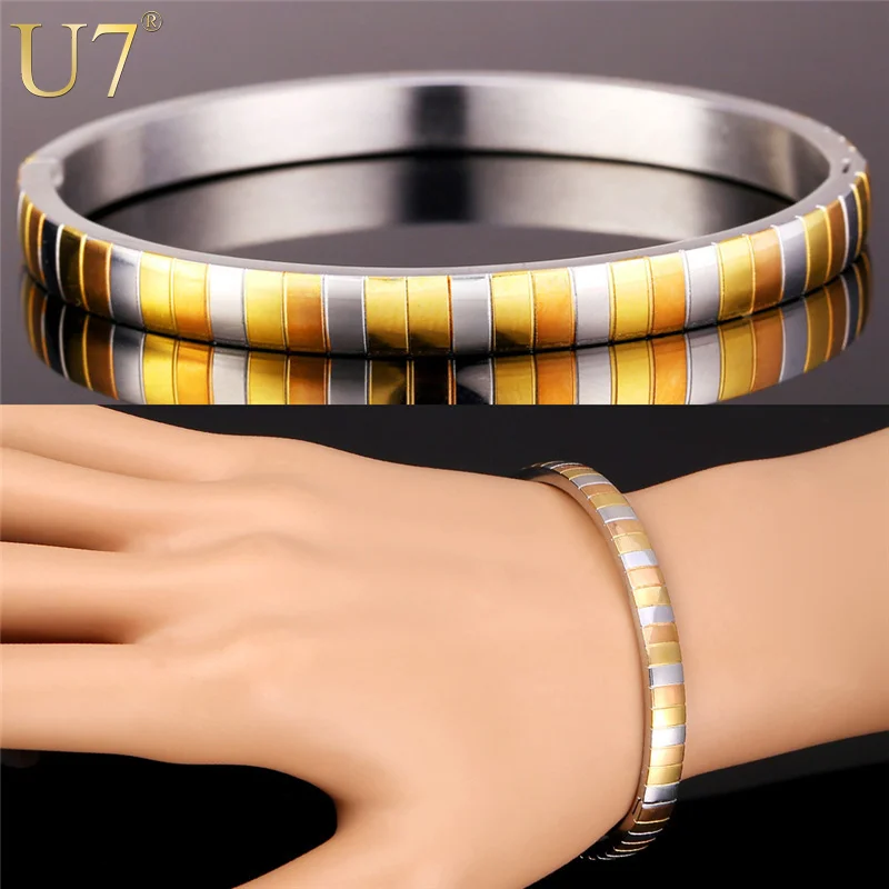 U7 Европейский Комбинированный Браслет Для Женщин Позолоченный и Нержавеющей