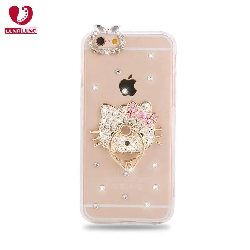Рисунок Hello Kitty подставка держатель горный хрусталь телефона чехол для iPhone 7 и Plus с