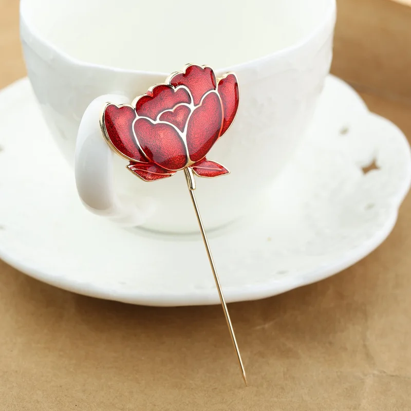 Высококачественные эмалированные броши в форме лотоса для мужчин мужские