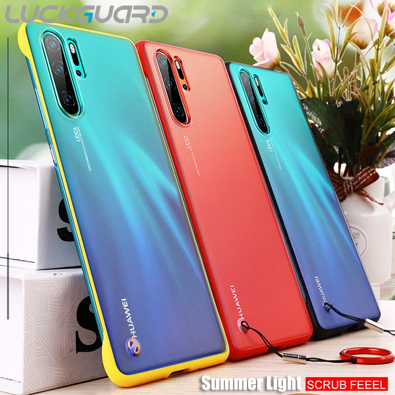 Матовый Прозрачный Бескаркасный чехол для телефона с кольцом для huawei P20 P30 Pro mate 10 20 Honor V20 20 Pro Роскошный Жесткий чехол Funda