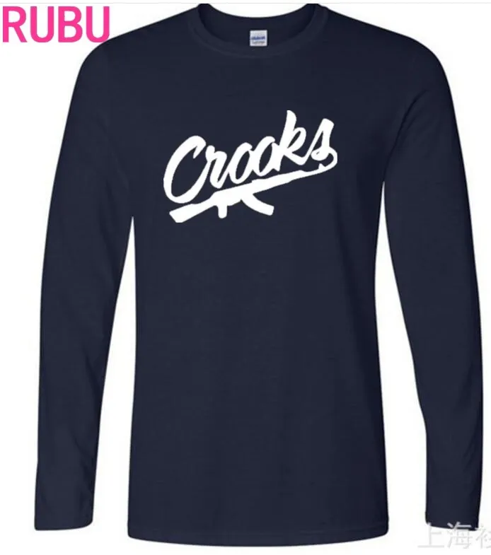 2017 Crooks &amp Castles с длинным рукавом Футболка рукавами и круглым воротником