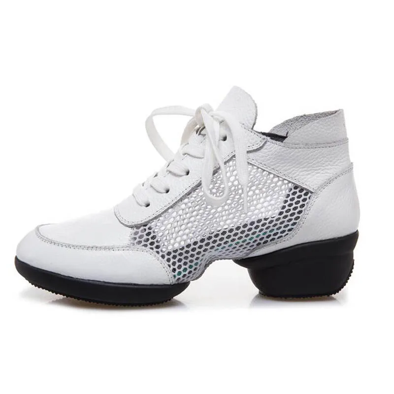 Женские танцевальные туфли на шнуровке черные из натуральной кожи в стиле хип