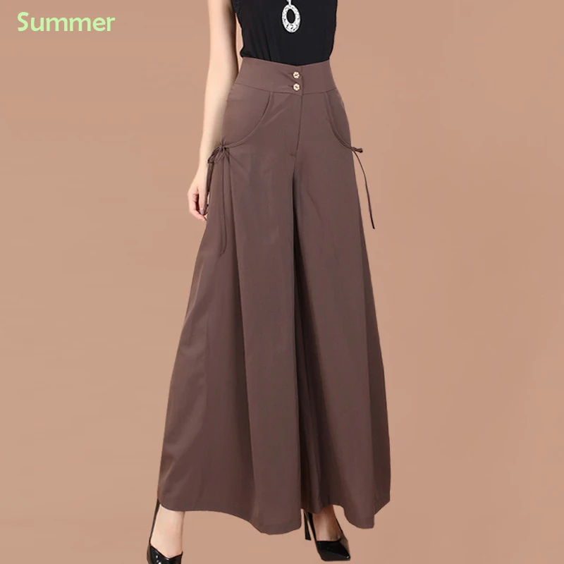 Summer 4 Плюс размер 5XL 6XL летние модные Женские однотонные свободные хлопковые брюки с высокой талией, женские повседневные юбки, брюки-кюлоты - Цвет: Summer 4
