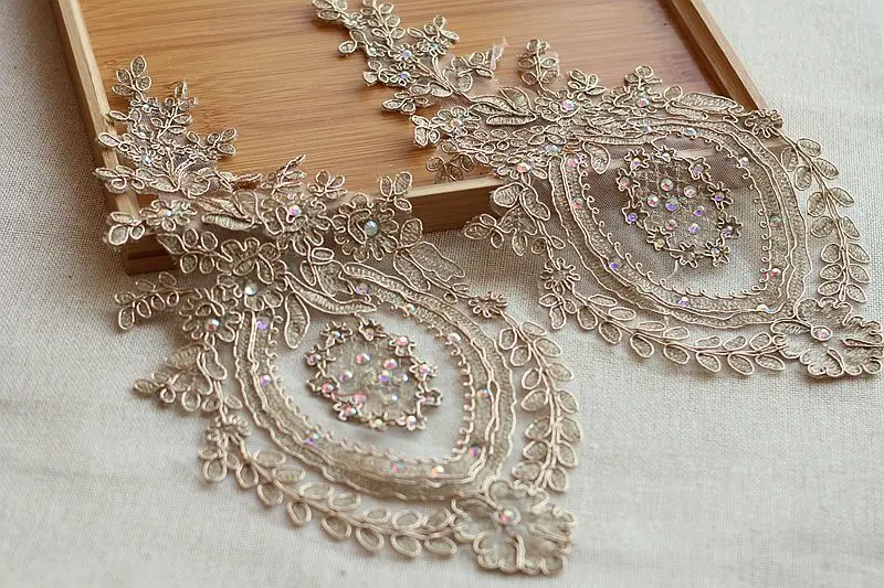 Золотая кружевная отделка Alencon высокого качества свадебная ткань ручной работы