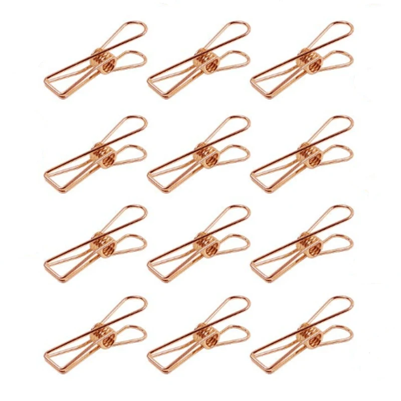 

Pack of 25 Rose Gold Small Metal Clips - Multi-Purpose Clothesline Utility Clips