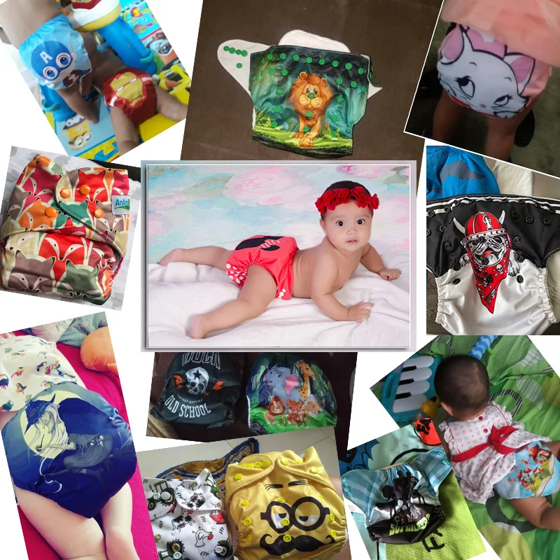 {AnAnBaby} Новое поступление, тканевые подгузники с принтами на Хэллоуин и Рождество, многоразовые и моющиеся детские подгузники с принтами на праздник