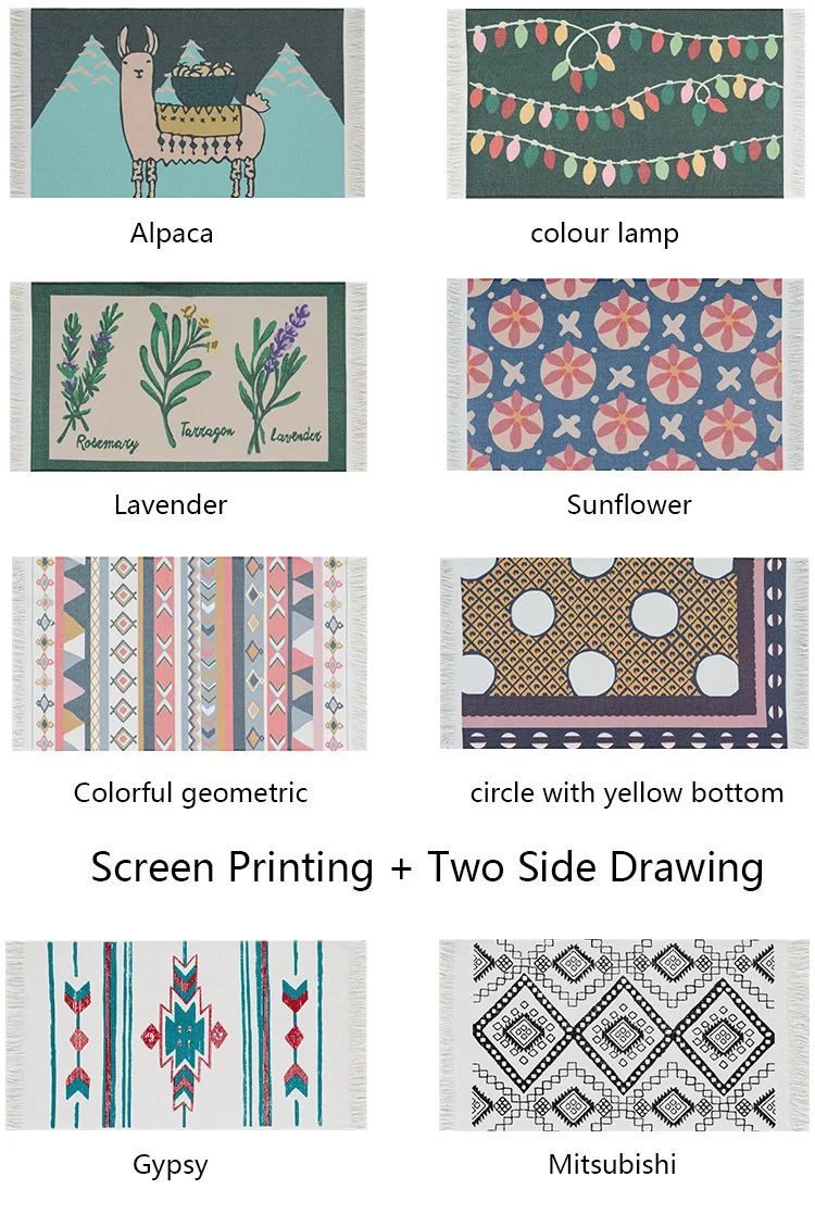 Богемные/Boho принты Tufted хлопок ручной тканые коврики Прочный машинный моющийся, напольный ковры для спальни/ванной комнаты/гостиной