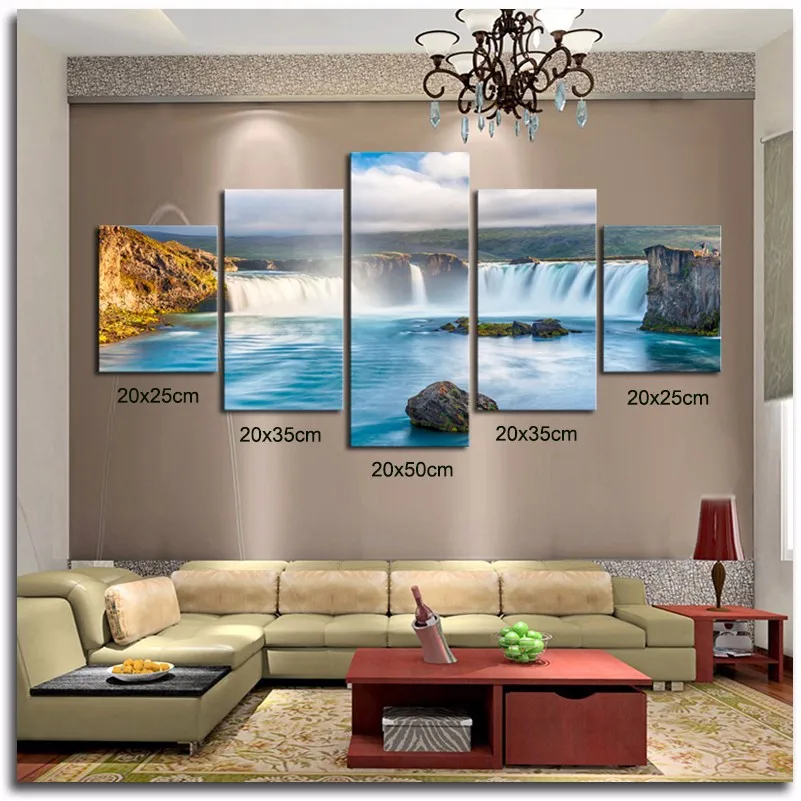 5D Триптих Алмазная Картина Вышивка крестом водопад пять картин бисер вышивка DIY