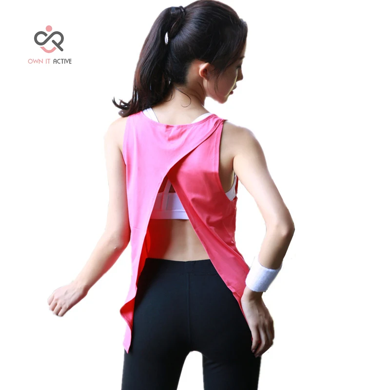 Сексуальный розовый жилет для фитнеса женские майки Быстросохнущий свободный