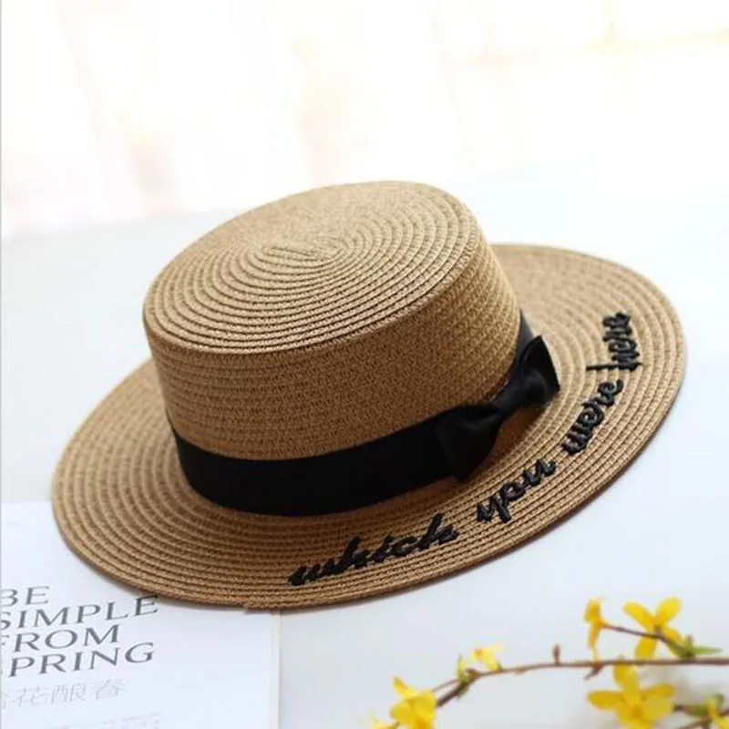 Шляпа женская Соломенная с круглым бантом стильная удобная Панама от солнца