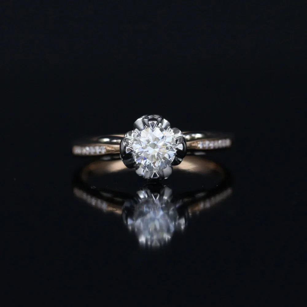 LASAMERO 0.537CT IJ/SI Round Cut Natural Diamond Ring For Women 18k White Gold 2 Tone Certified Engagement Wedding | Украшения и