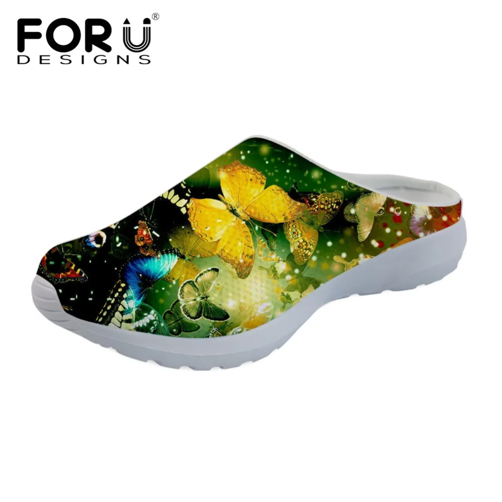FORUDESIGNS/женские тапочки модные летние шлепанцы с милым 3D-принтом бабочки женская