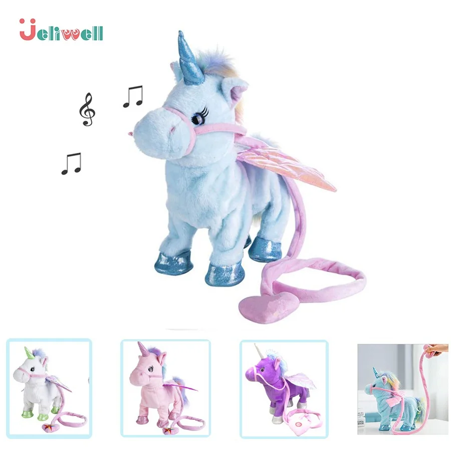 Электрическая ходячая игрушка в виде единорога Jeriwell плюшевая говорящий Поющий