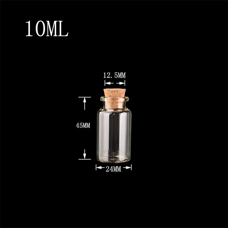10ml 24x45x12mm 5 мл 10 мл 15 мл Мини Стеклянная бутылка с пробками пустые банки флакон для чая шафран Сладкая еда Подарочные бутылки подарок Свадебные банки 24 шт - Цвет: 10ml 24x45x12mm