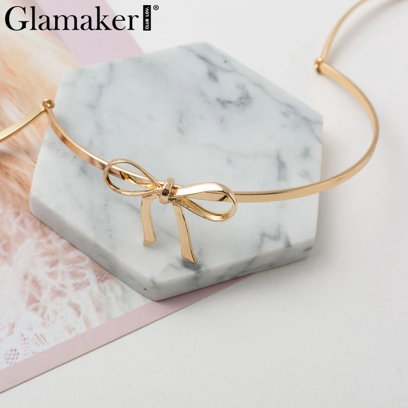 Glamaker, роскошное Золотое женское ожерелье с бантом, шикарное серебряное модное Ювелирное Украшение, очаровательные модные весенние летние вечерние аксессуары