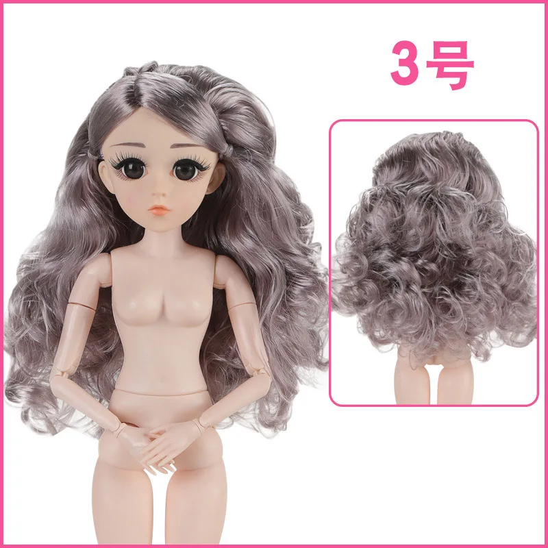 45cm 26 Movable Joints Bjd Dolls Toys 3D Eyes Eyelashes Naked Nude 1/4 Female Doll Body with Head Dolls Toy For Girls Gift - Цвет: As picture
