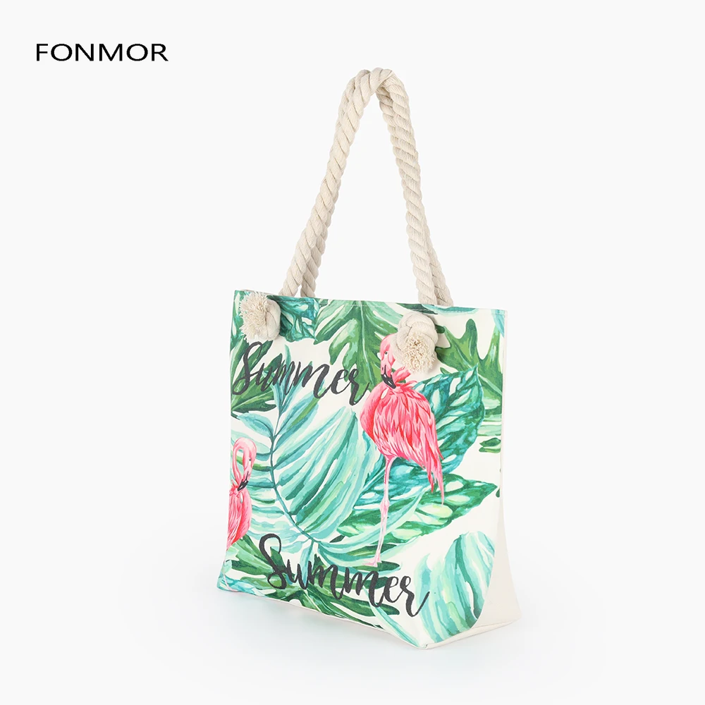 Горячая Распродажа Повседневная сумка с принтом фламинго женские холщовые