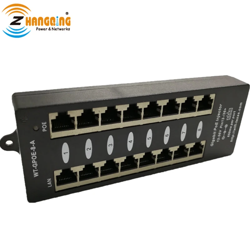 Гигабитный пассивный режим A Pin данных 1/2 и 3/6 PoE патч панель 8 портов инжектор для