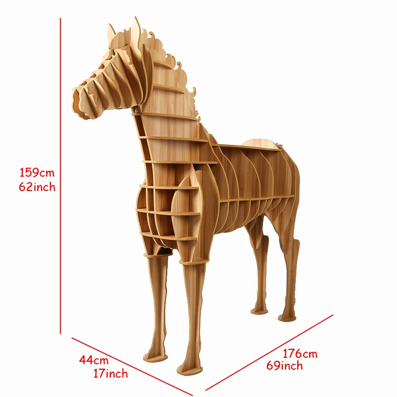 Деревянный стол для домашнего офиса современный оригинальный с большой лошадью