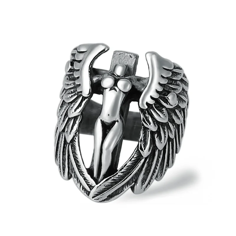 Высокое качество кольцо из нержавеющей стали Ангел кольца крылья для Для мужчин