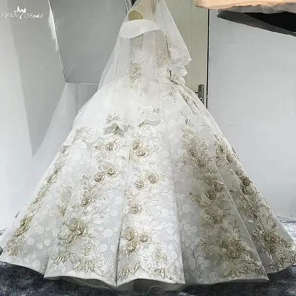 Многоцветный RSW1501 с открытыми плечами золото кружевная Апликация большой плиссированная юбка бальное платье Потрясающие Роскошные Цвет свадебное - Цвет: Многоцветный