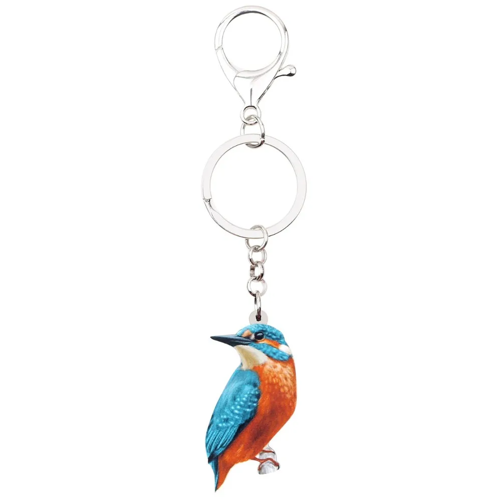 Bonsny акриловый цветочный альцедо брелок для ключей Kingfisher Bird брелоки цепочки