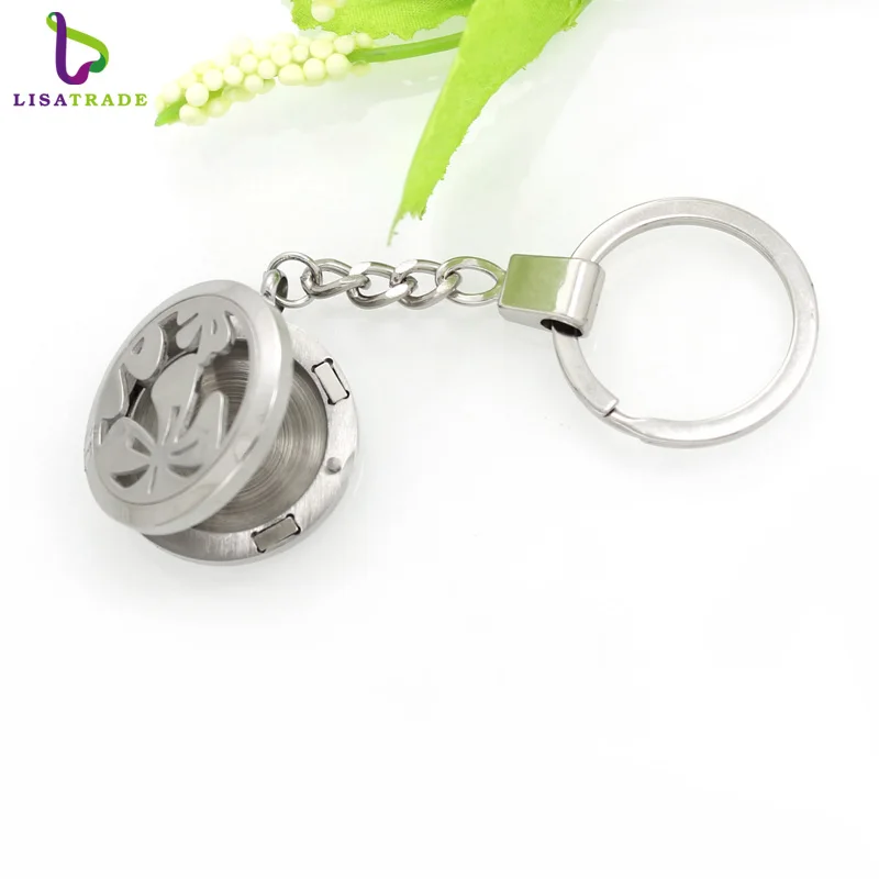 Fashion 30mm 316L steel magnetic essential oils diffuser key chain locket wholesale aromatherapy lockets chains lot 5pcs | Украшения и