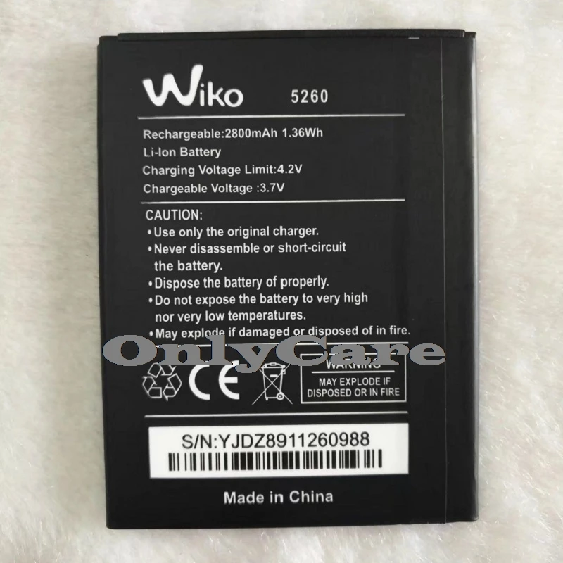 Wiko 5260 2800 мАч мобильный Замена литий ионный полимерный Батарея Bateria для