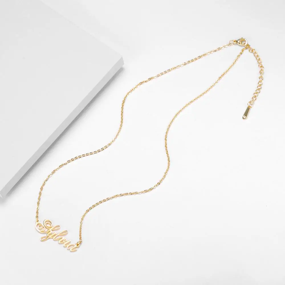 Индивидуальное Имя ожерелье 14K Настоящее Золотое имя кулон ожерелье s для женщин Hanmade персонализированные ювелирные изделия подарок