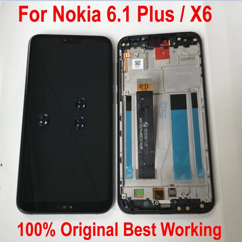 Для Nokia 6,1 Plus X6 TA-1099 TA-1109 ЖК-дисплей кодирующий преобразователь сенсорного экрана в сборе сенсор+ рамка для Nokia X6