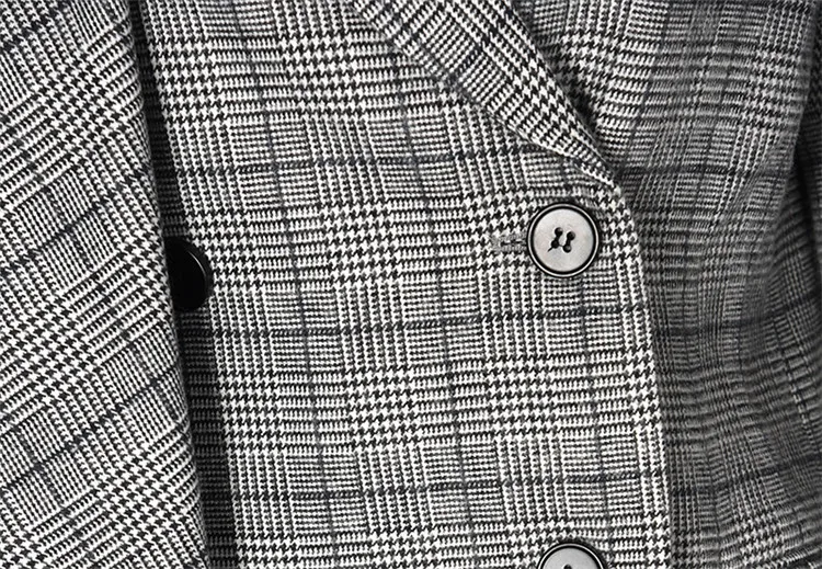 

Women Wool Double Breasted Overcoat Star Style Long Loose Irregular Warm Outerwear With Scarf Hight Quality Plaid Jacket 2019